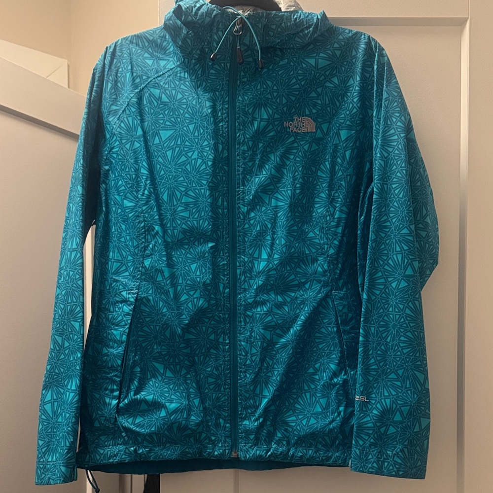 The North Face Women's Teal Patterned Windbreaker Jacket